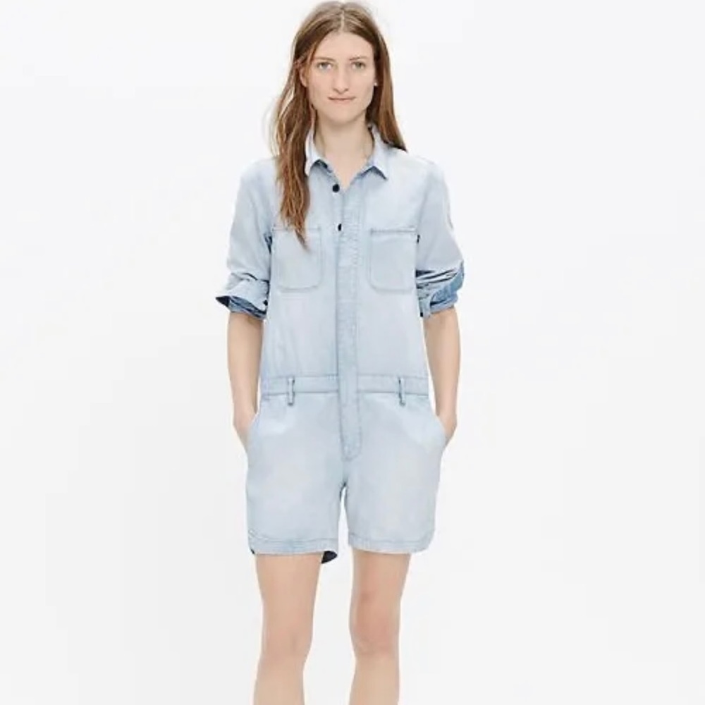 MADEWELL PASTIME DENIM ROMPER